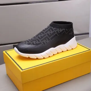 Fendi Speed Trainer Preto FF Monogram Sock-Fit Tênis Lifestyle