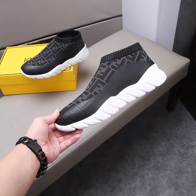 Fendi Speed Trainer Black FF Monogram Sock-Fit Lifestyle Sneakers 3