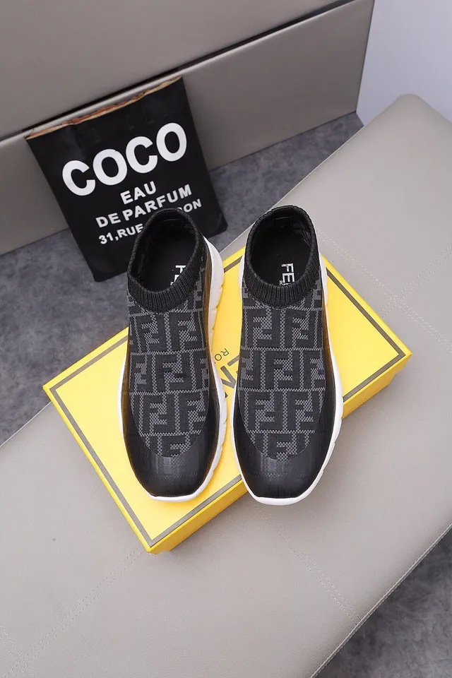 Fendi Speed Trainer Black FF Monogram Sock-Fit Lifestyle Sneakers 4