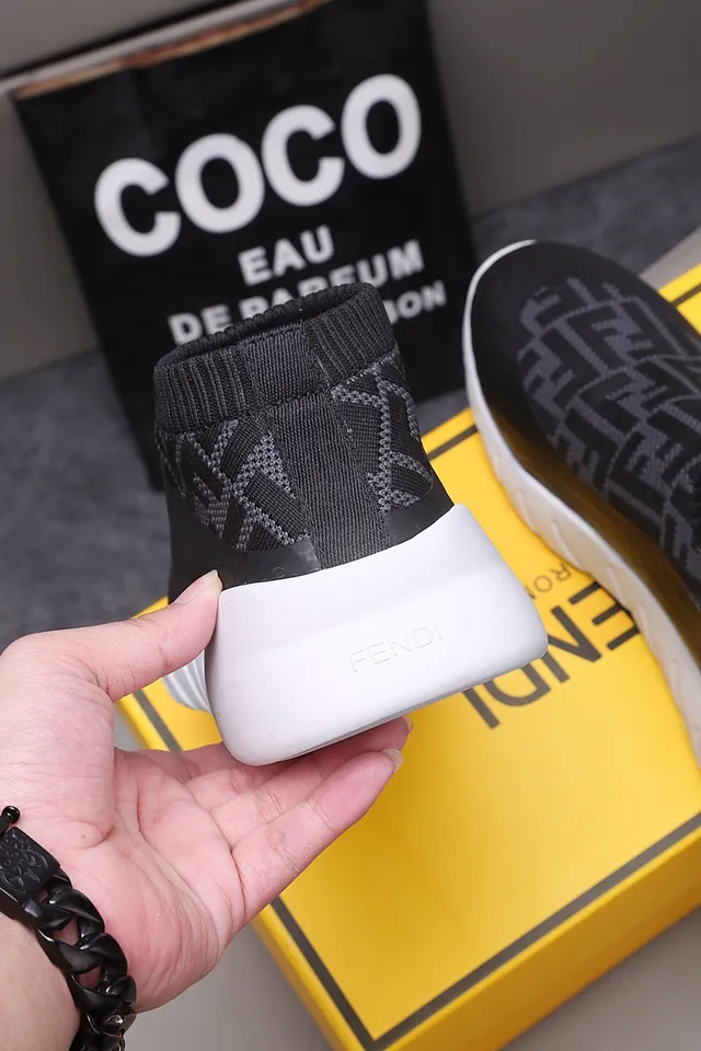 Fendi Speed Trainer Black FF Monogram Sock-Fit Lifestyle Sneakers 5