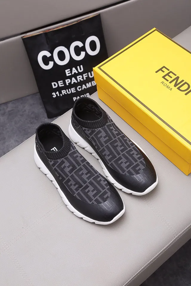 Fendi Speed Trainer Black FF Monogram Sock-Fit Lifestyle Sneakers 7