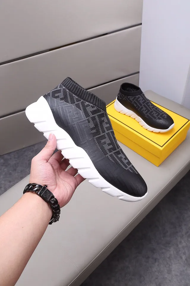 Fendi Speed Trainer Black FF Monogram Sock-Fit Lifestyle Sneakers 8