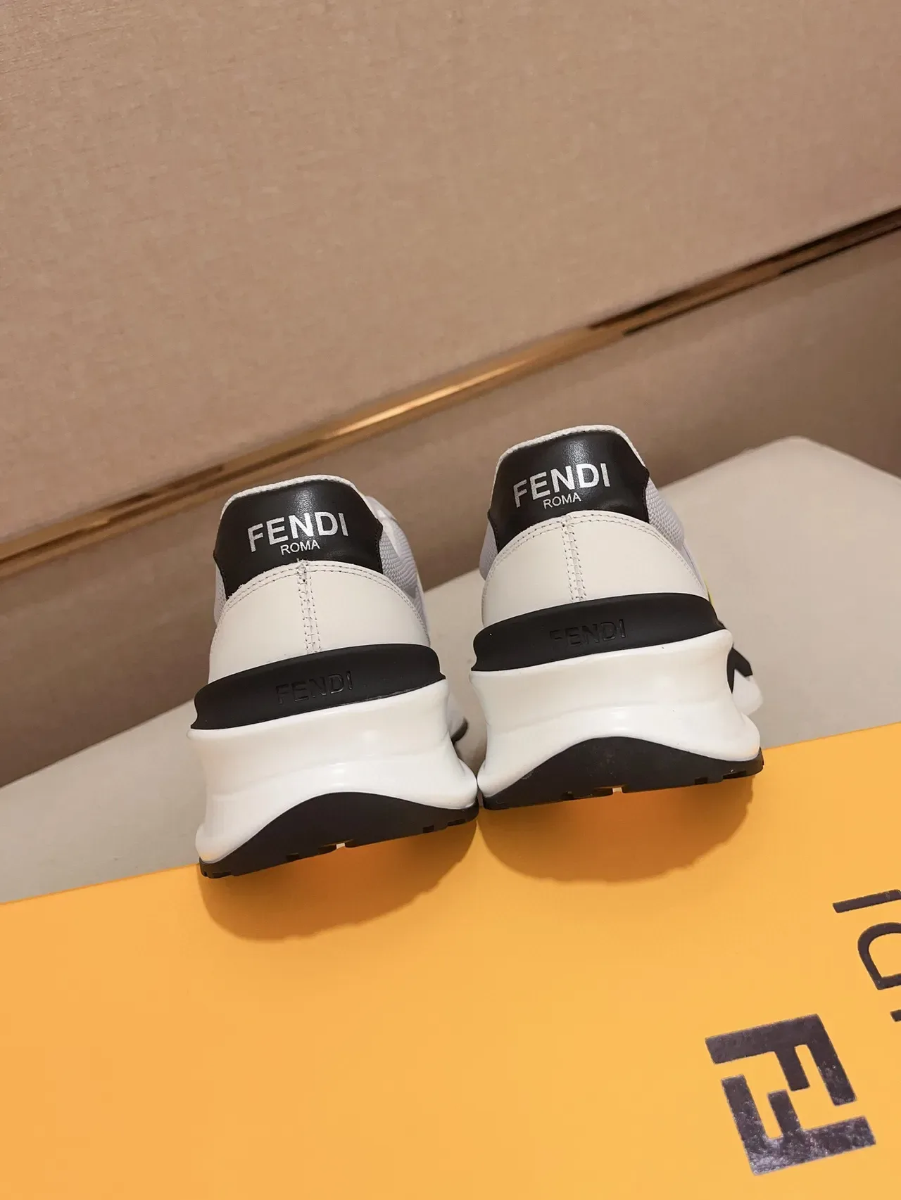 Fendi White Black Chunky Sole Mixed-Material Upper Lifestyle Sneakers 2