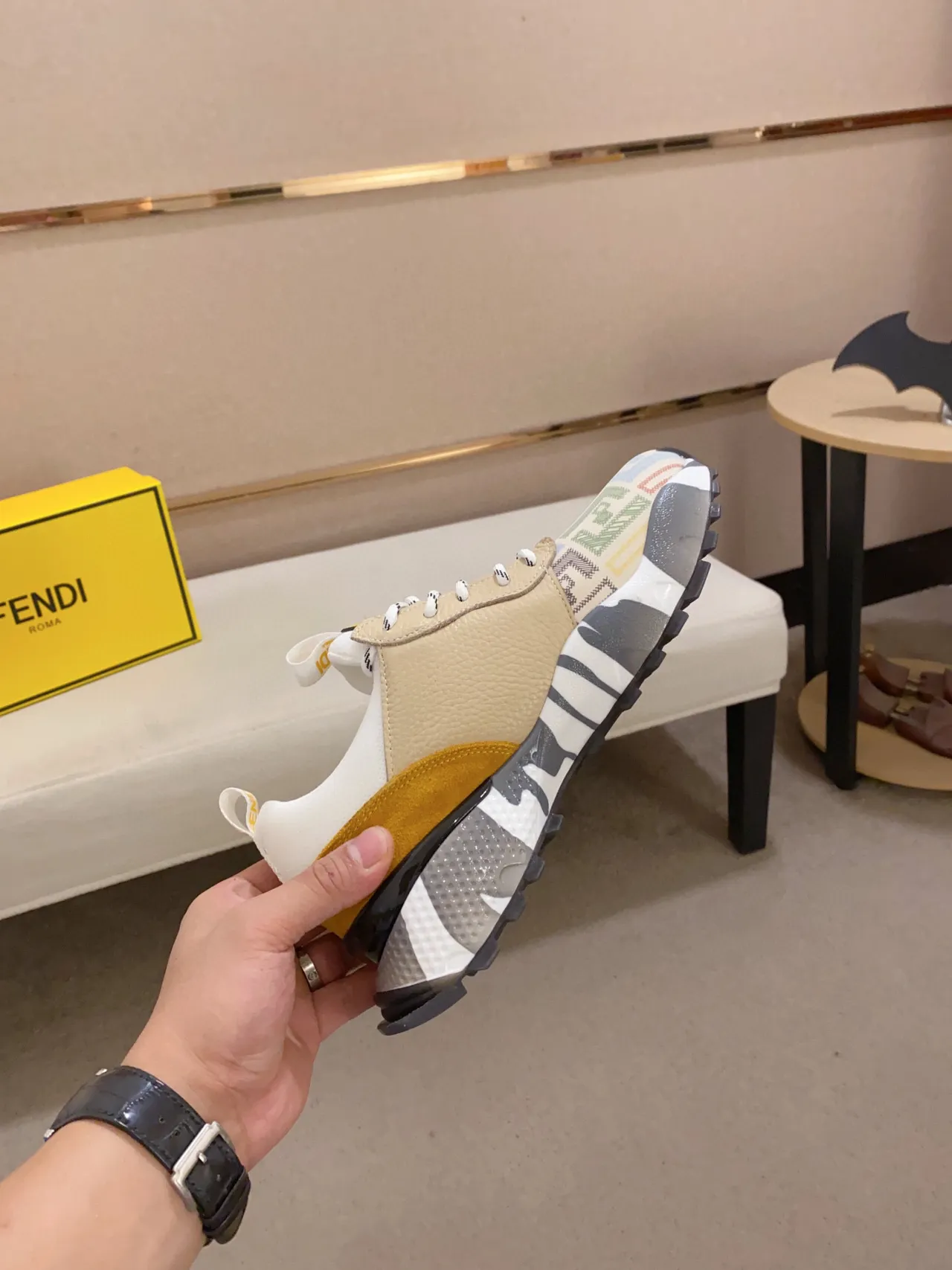 Fendi Suela Amarillo Beige Motivo Ojo Monstruo Zapatillas Chunky 6
