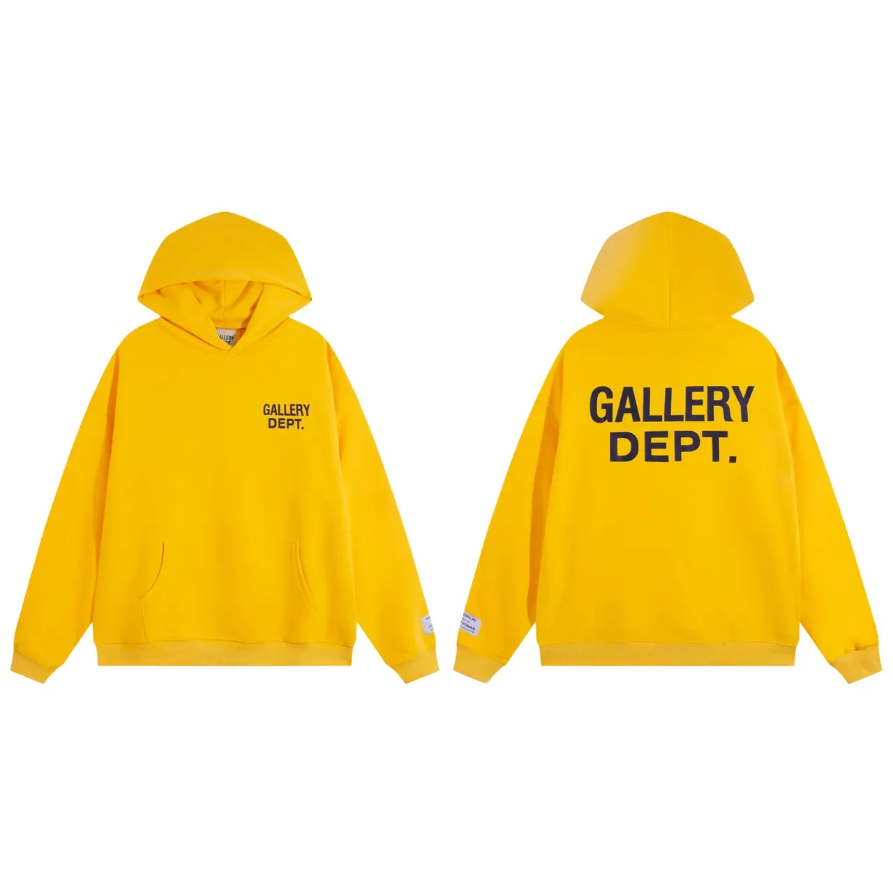 جاكيت هودي Gallery Dept أسود Oversized Fit لوجو مطبوع شاشي 6