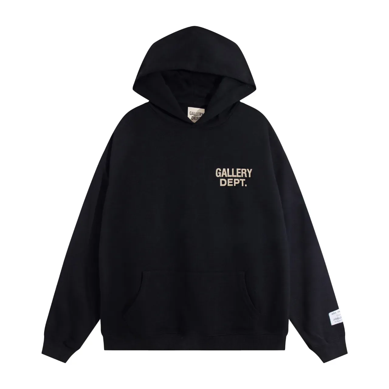 جاكيت هودي Gallery Dept أسود Oversized Fit لوجو مطبوع شاشي 8