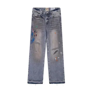 Gallery Dept Paint-Splattered Distressed Straight-Leg Jeans