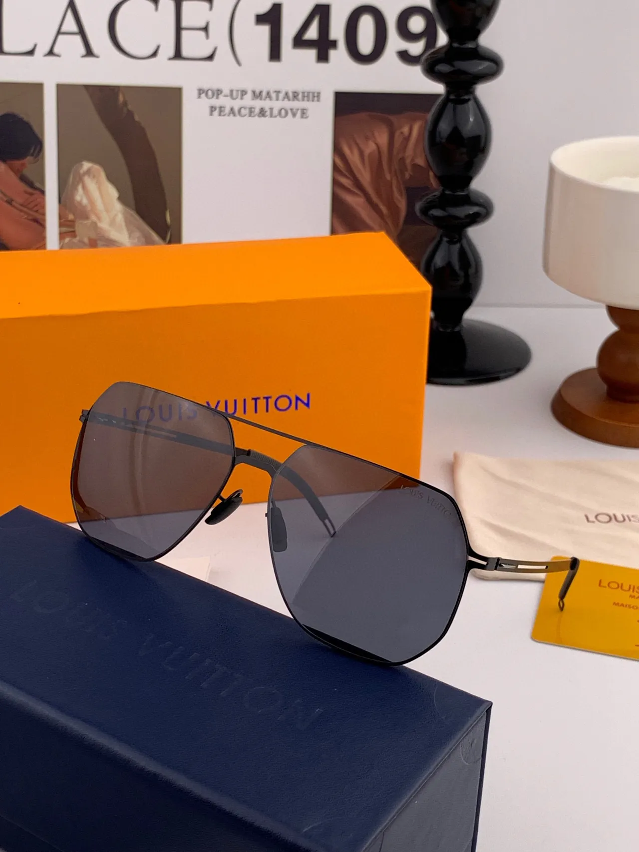 Aviator-Style Thin Metal Frame Dark Tinted Sunglasses 2