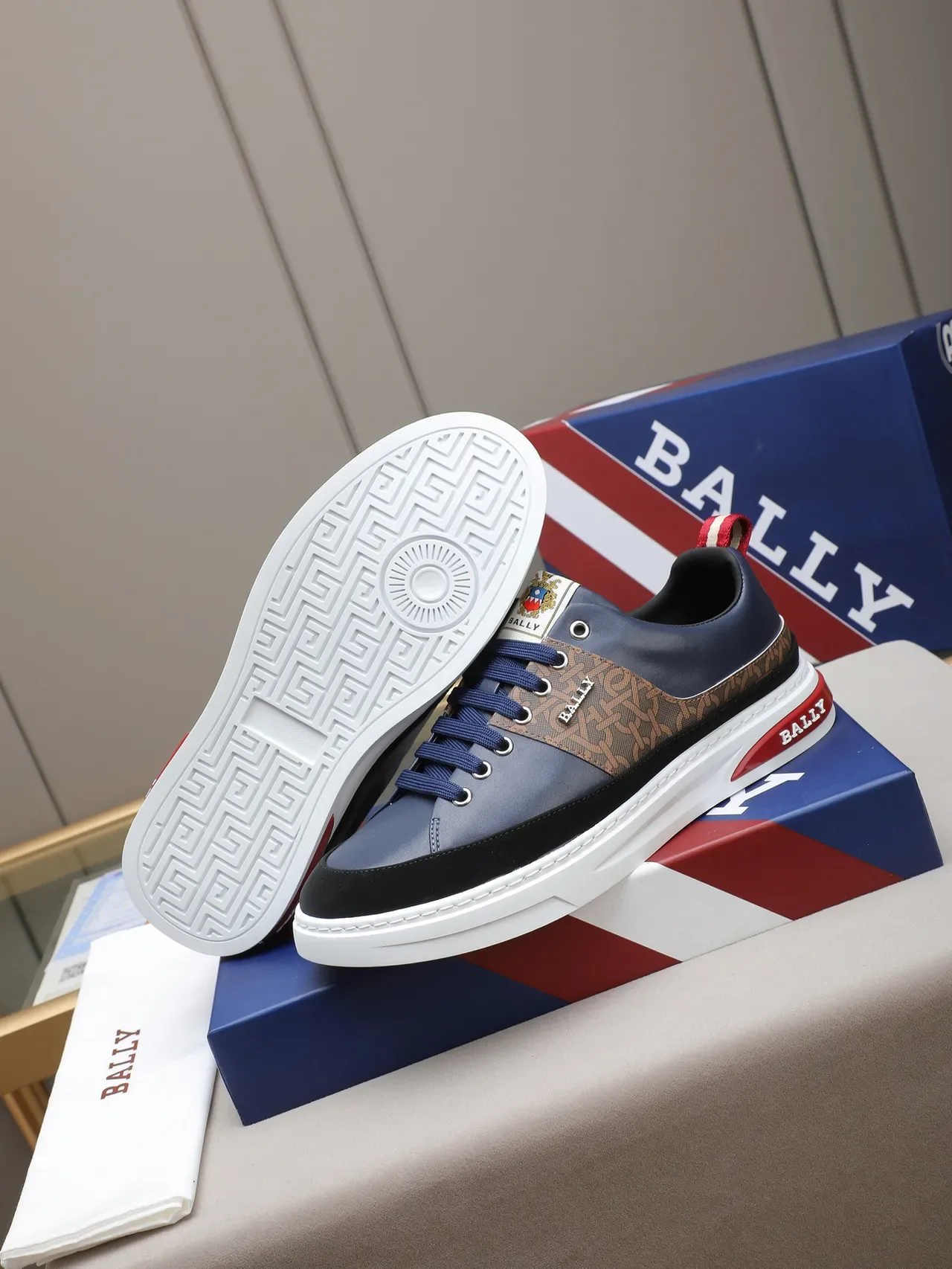 Bally Navy Monogrammed Side Panel Lifestyle Sneaker 4