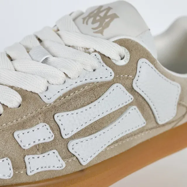 Beige and White Suede Low-Top Lifestyle Sneakers 6