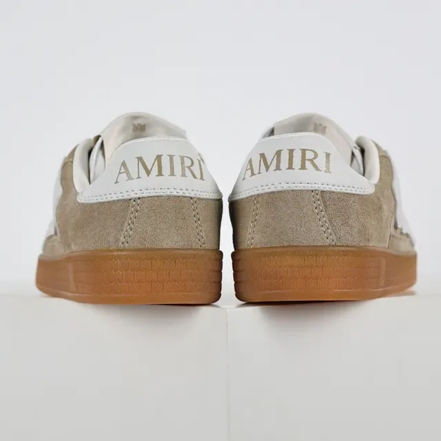 Beige and White Suede Low-Top Lifestyle Sneakers 8