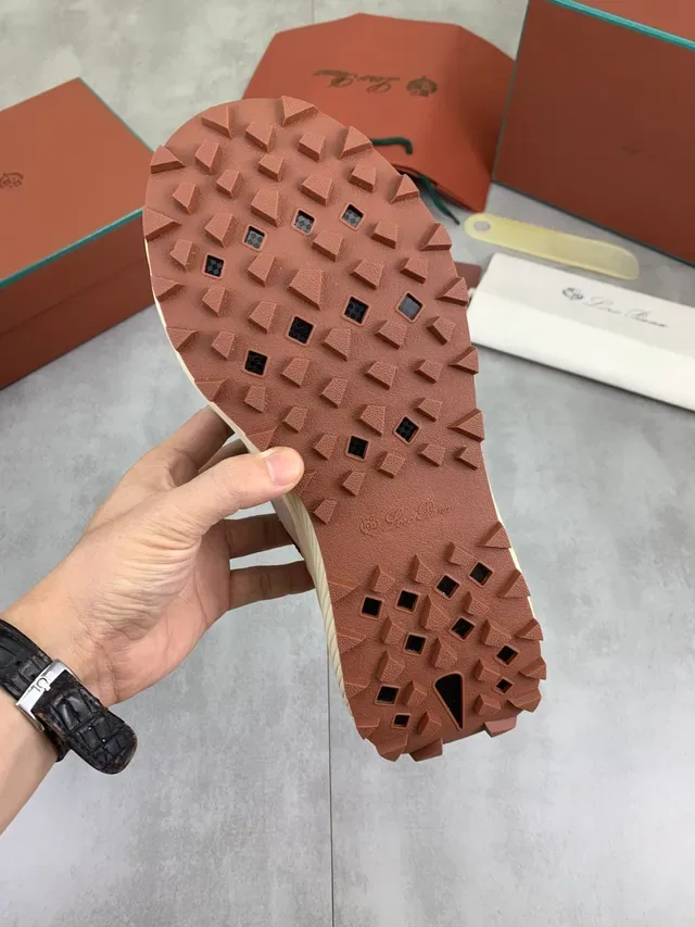 Beige Brown Chunky Sculpted Midsole Mixed-Material Upper Sneakers 2
