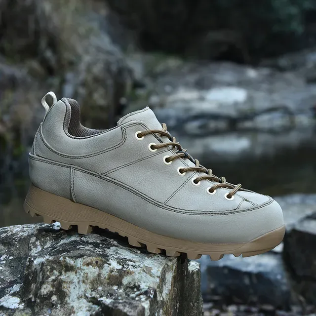 Beige Brown Low-Top Hiking-Style Suede-Like Upper Sneakers 5