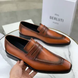 Berluti বাদামি কালো পেনি বর্গ টো লুফার