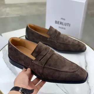 Berluti Mocassins Penny Homem Camurça Marrom