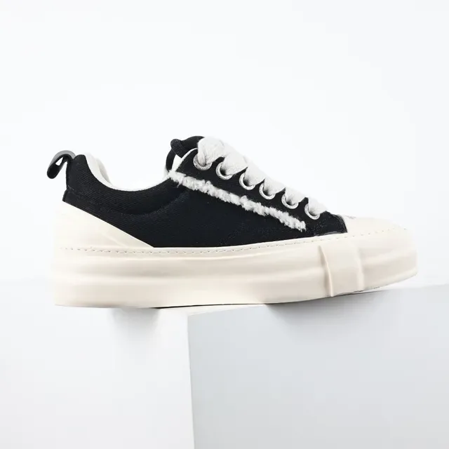 Black and Beige Deconstructed Canvas Sneaker 7
