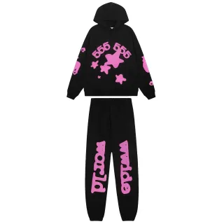 Black and Pink Graphic Print Tracksuit