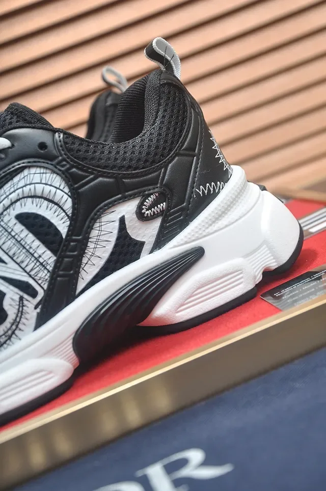 Black and White Graphic-Print Chunky Sneaker 2