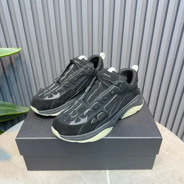 Black Beige Oversized Silhouette Multi-Material Upper Chunky Sneakers 9