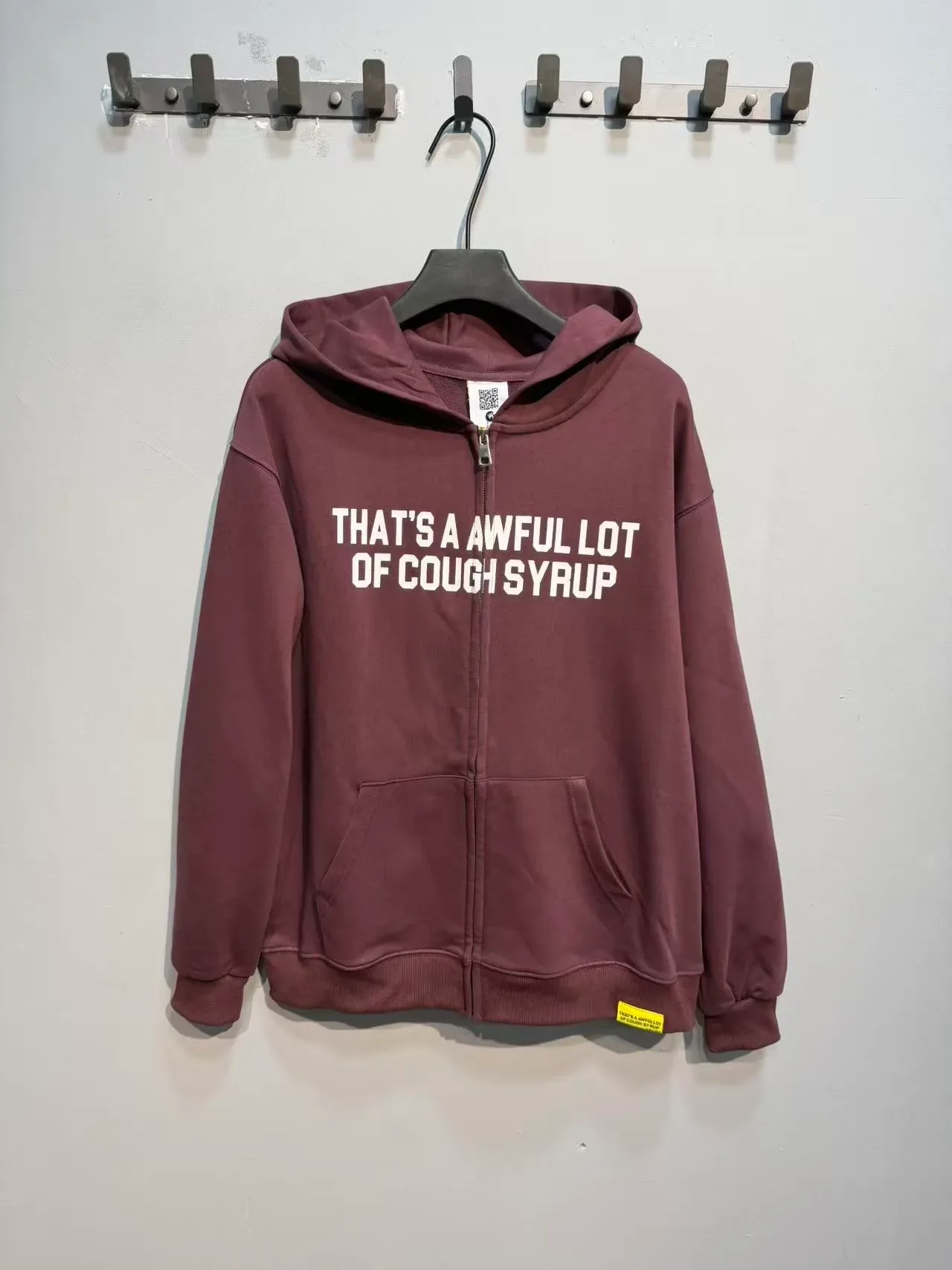 Black Burgundy Full-Zip Oversized Fit Hoodie 9