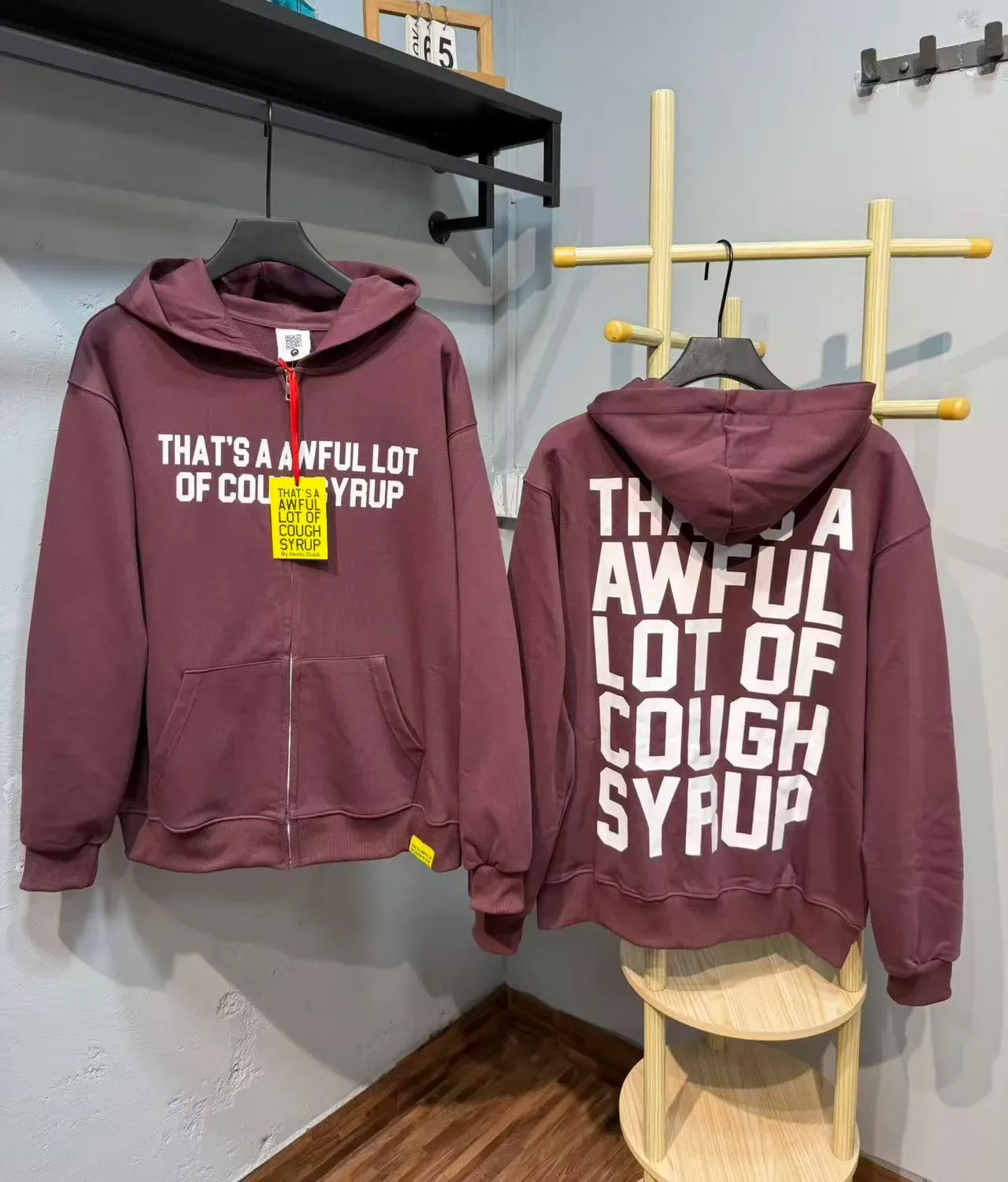 Black Burgundy Full-Zip Oversized Fit Hoodie 11