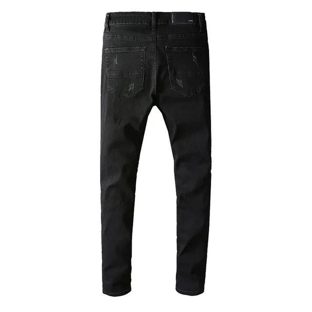 Pantalones Vaqueros Negros Desgastados Ajustados 5