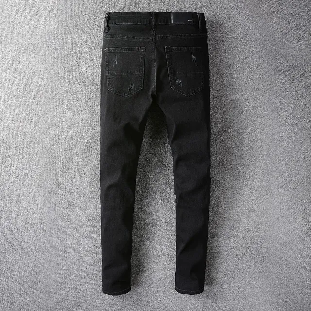 Pantalones Vaqueros Negros Desgastados Ajustados 6
