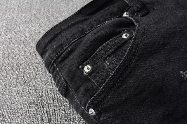 Pantalones Vaqueros Negros Desgastados Ajustados 7