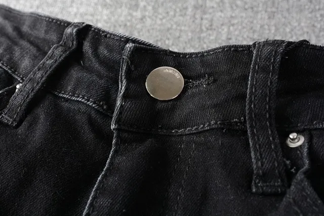 Pantalones Vaqueros Negros Desgastados Ajustados 12