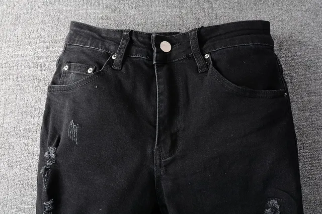 Pantalones Vaqueros Negros Desgastados Ajustados 13