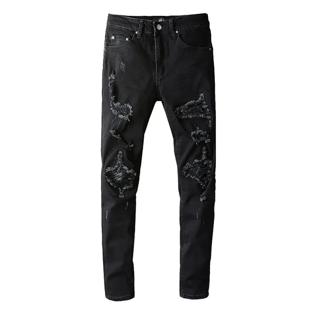 Pantalones Vaqueros Negros Desgastados Ajustados 14