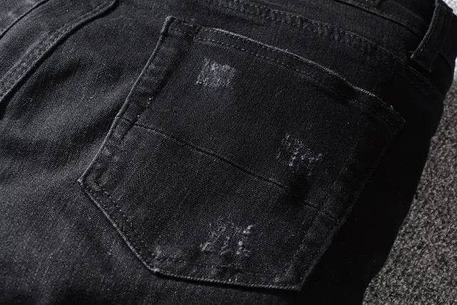 Pantalones Vaqueros Negros Rotos Ajustados 4