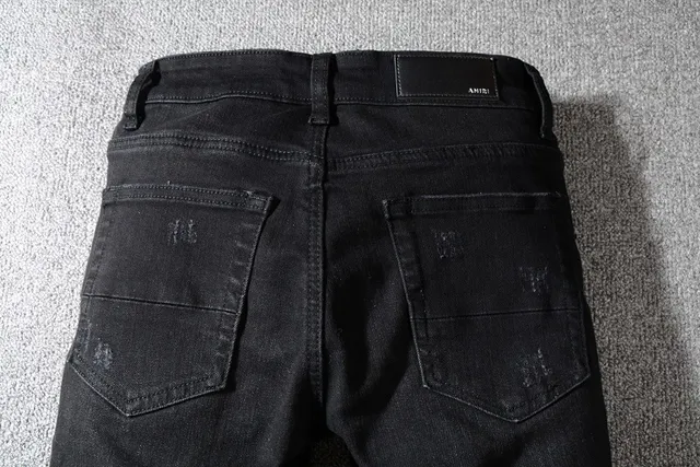 Pantalones Vaqueros Negros Rotos Ajustados 5