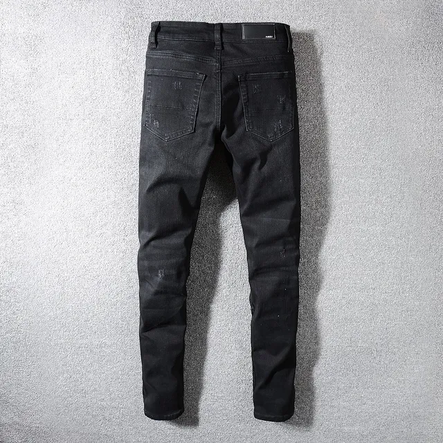 Pantalones Vaqueros Negros Rotos Ajustados 6