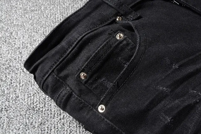 Pantalones Vaqueros Negros Rotos Ajustados 7