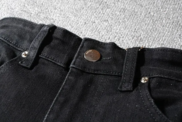 Pantalones Vaqueros Negros Rotos Ajustados 12