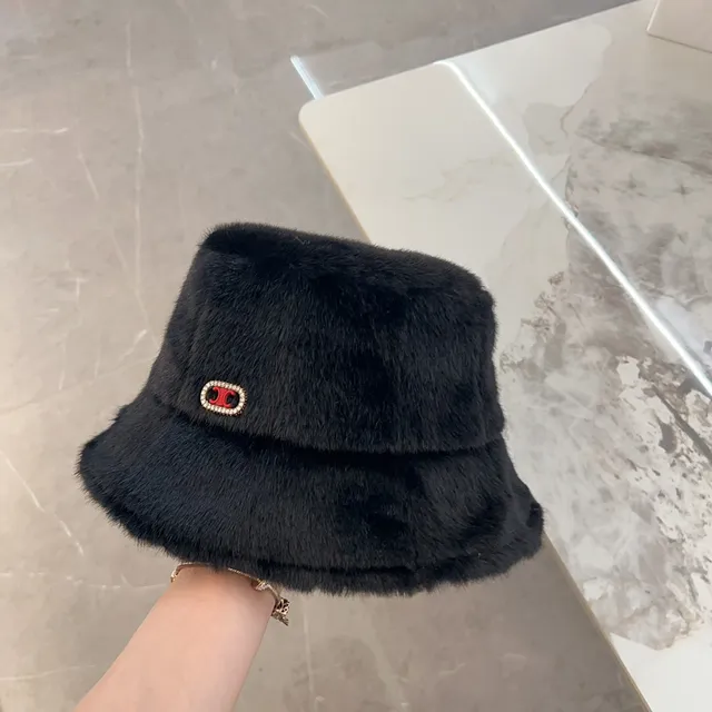 黑色人造毛皮装饰桶帽 7
