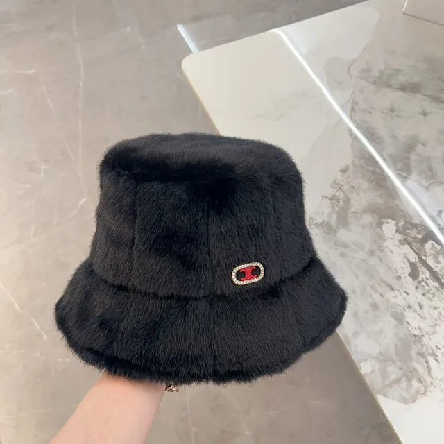 黑色人造毛皮装饰桶帽 8