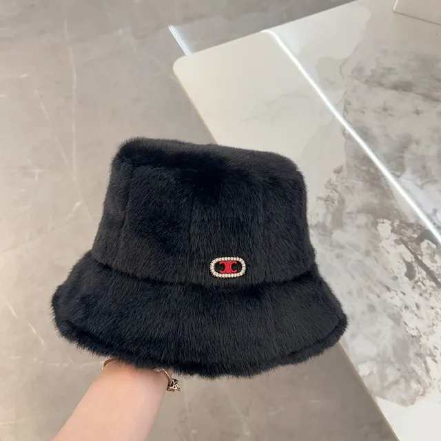 黑色人造毛皮装饰桶帽 9