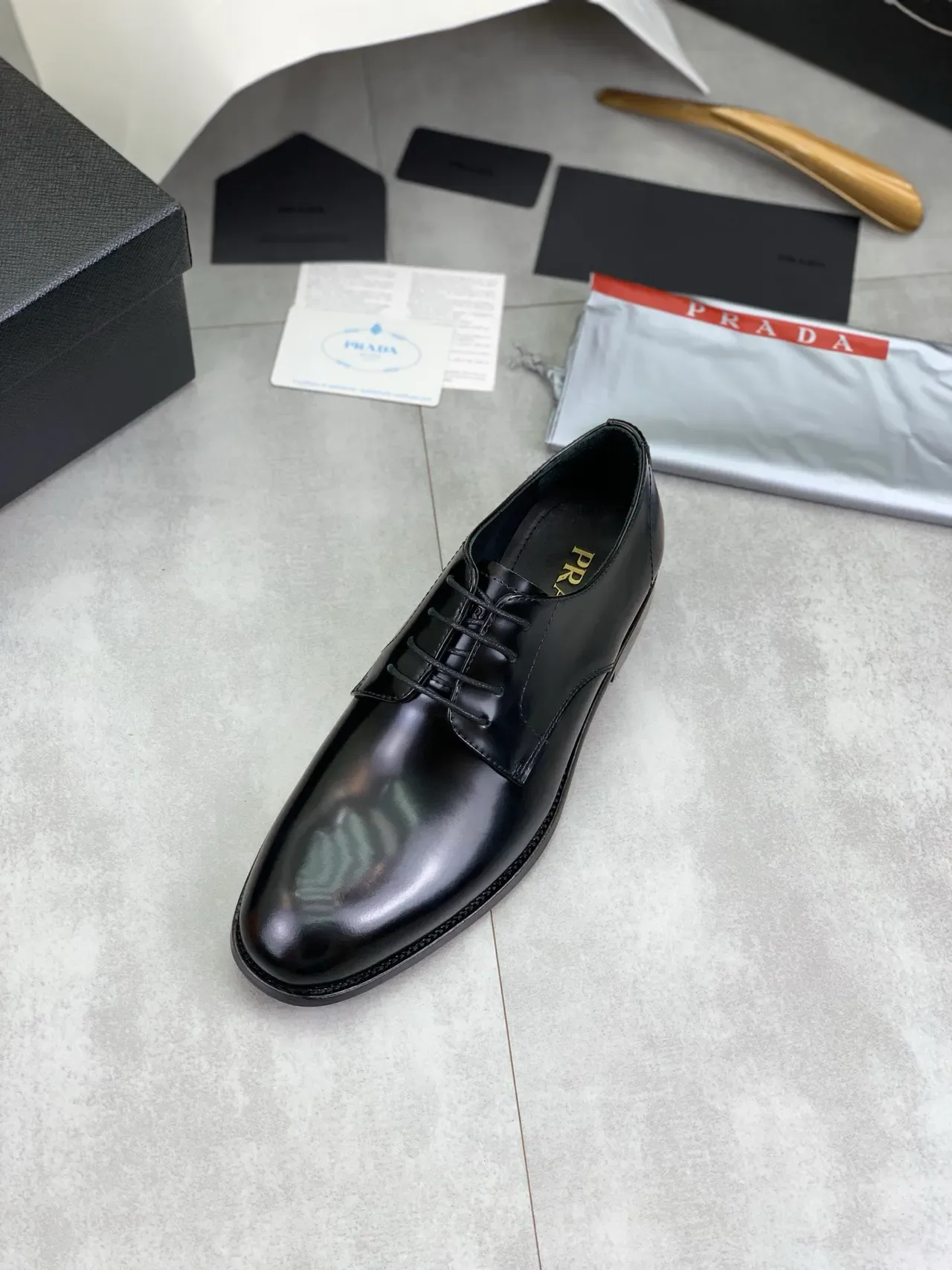 Black Glossy Plain Cap Toe Oxford Shoes 4