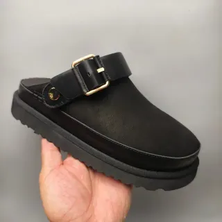Black Gold Buckle Strap Platform Sole Casual Shoes