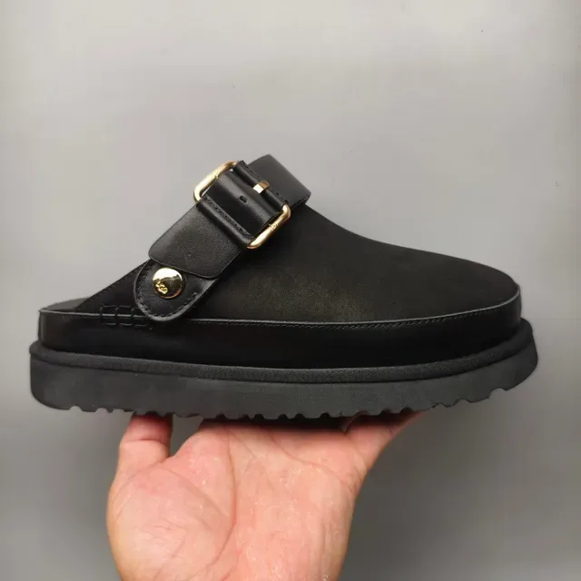Zapatos casuales negro y oro con correa de hebilla y suela de plataforma 2