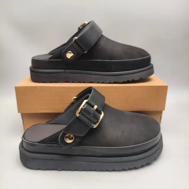 Zapatos casuales negro y oro con correa de hebilla y suela de plataforma 5