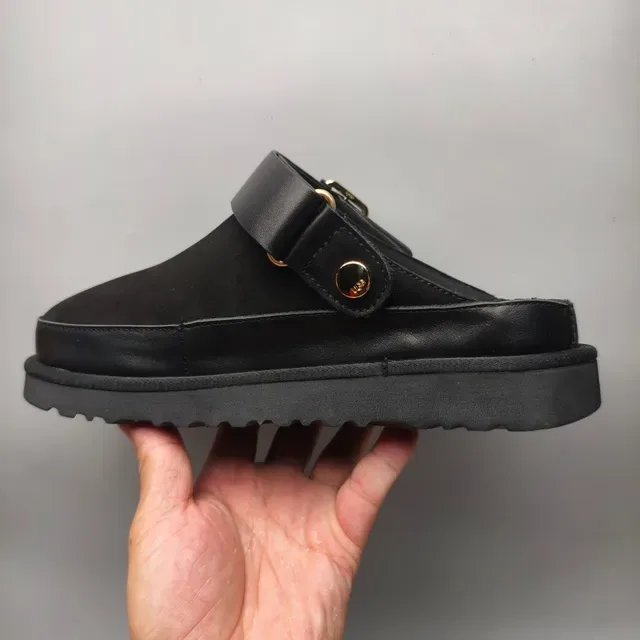 Zapatos casuales negro y oro con correa de hebilla y suela de plataforma 7