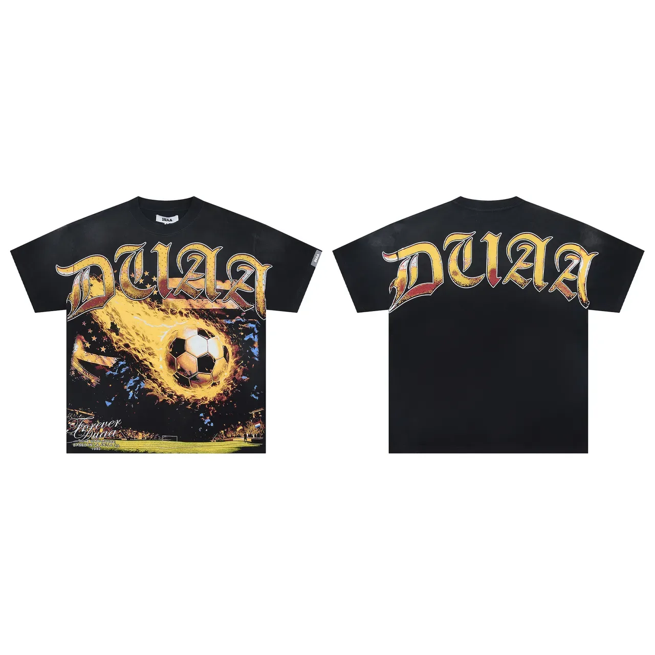 Camiseta oversized con estampado gráfico negro y dorado 2