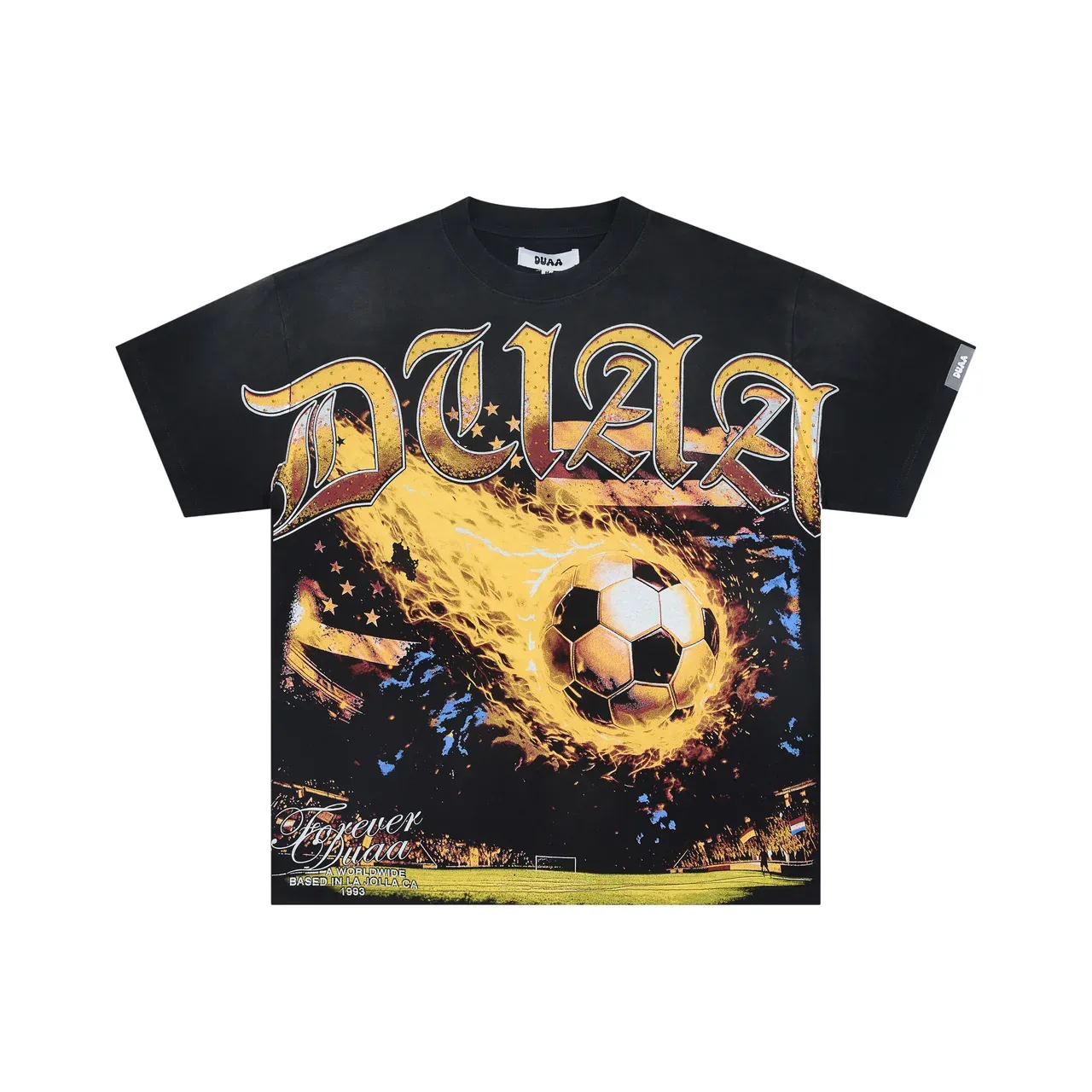 Camiseta oversized con estampado gráfico negro y dorado 3