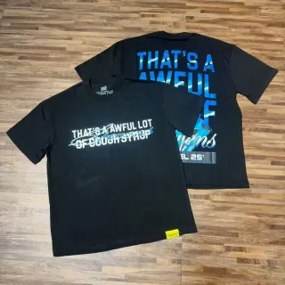 Camiseta negra con estampado gráfico tipográfico de doble cara