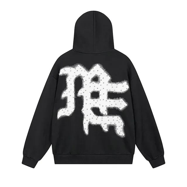 Black Graphic-Print Full-Zip Oversized Hoodie 4