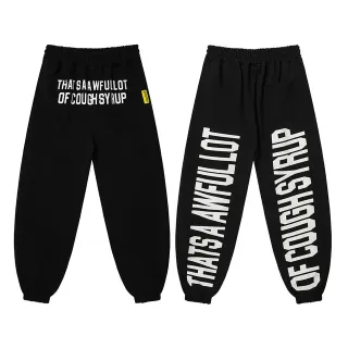 Black Graphic Print Jogger Sweatpants — catalogue photo via WWTop Yupoo