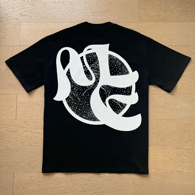 Black Graphic-Print Oversized Double-Sided Angel Motif T-Shirt 6